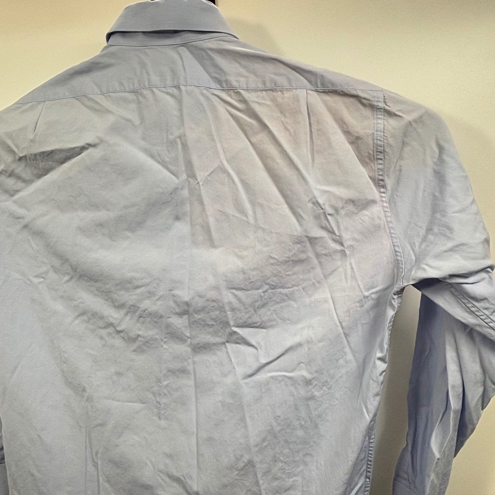 Sid Mashburn End-on-End Dress Shirt Men M Blue Cotton Spread Collar Pocket - Picture 7 of 8